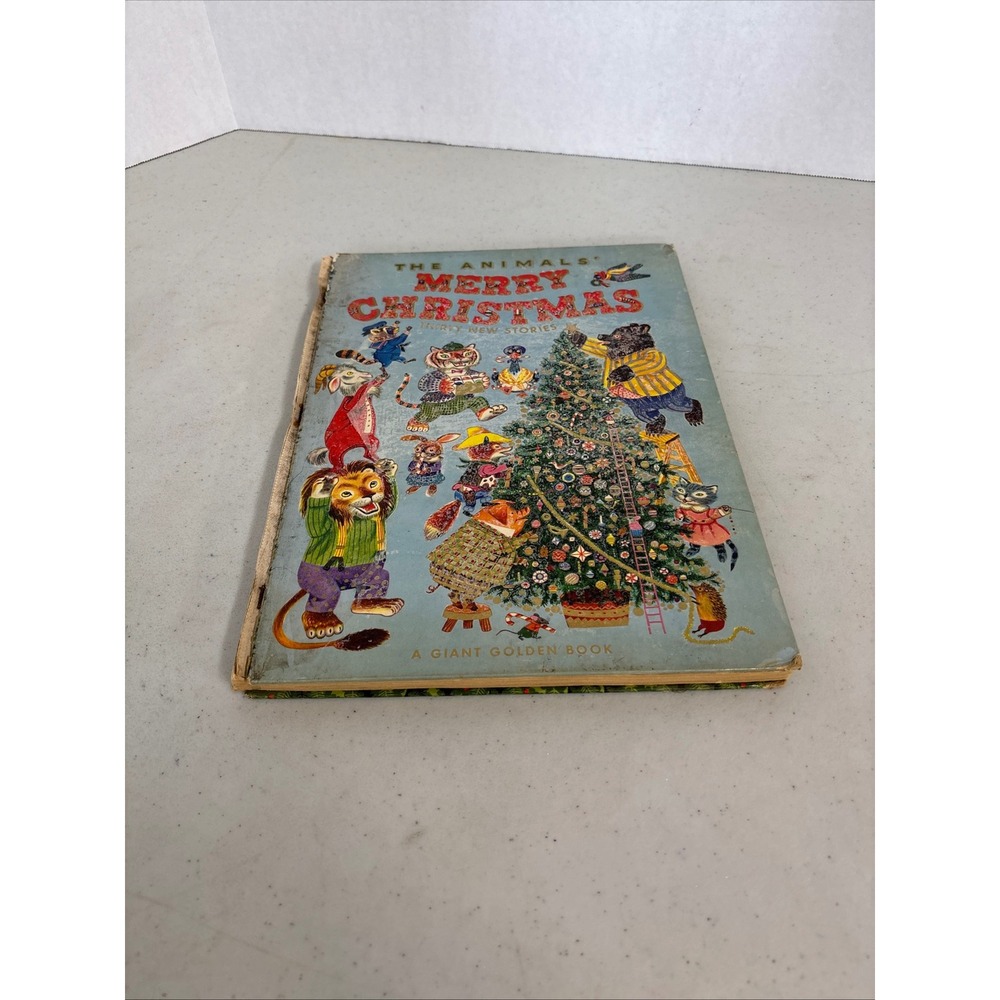 Vintage 1950 The Animals Merry Christmas Giant Golden Book Richard Scarry Pop-Up